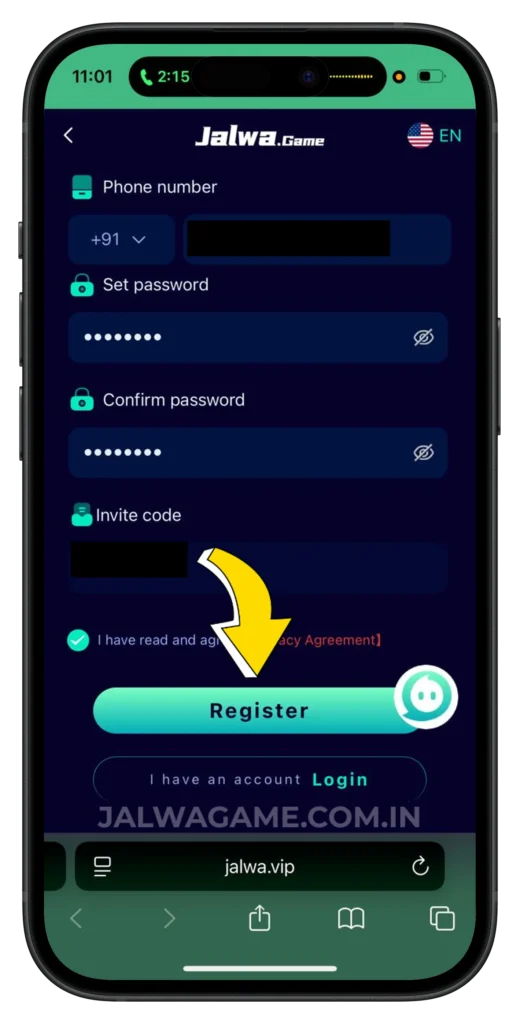 jalwa-game-register-page